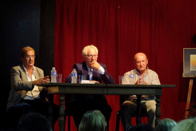Directiva de la Asociación Cultural Almenara y un hermano de Paco Marín (a la derecha), en la reunion de Ronda del 20/09/2013, para organizar los homenajes.