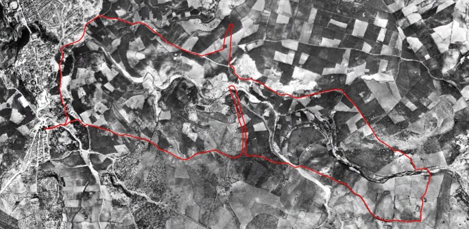 Recorrido marcha 21ABR2015 Calvente y Cochinitas, ortofoto 1956